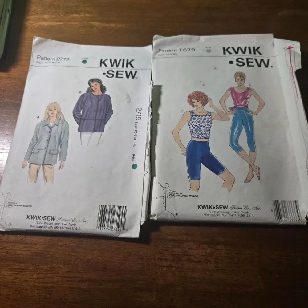 Womens sewing patterns mixed lot leggings, jacket, vintage 80s Unverified